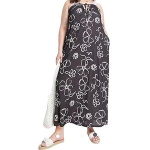 NWT! ASOS Design Curve Black Maxi Dress With Floral Design Size 24